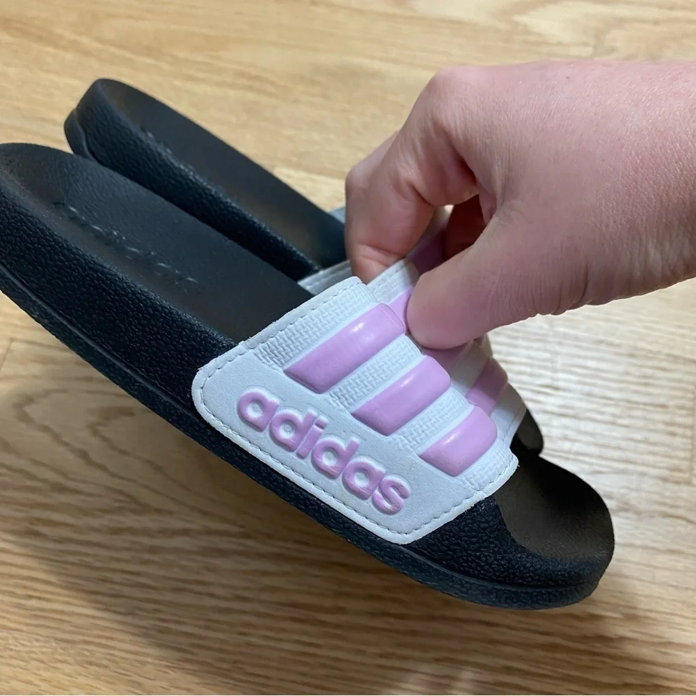 Adidas Purple Slide Sandals Sz 12 Kids Girls Open Toe Shoes